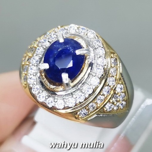 Batu Cincin Blue Safir Ceylon Asli bersertifikat srilangka bagus tua berkhasiat harga_1