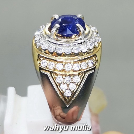 Batu Cincin Blue Safir Ceylon Asli bersertifikat srilangka bagus tua berkhasiat harga_3
