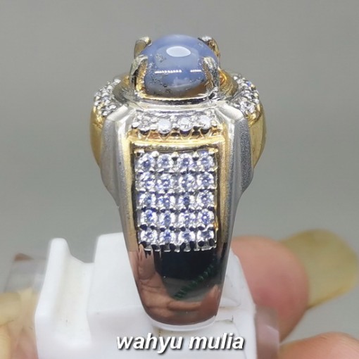 Batu Cincin Blue Safir Star Ceylon Asli natural bersertifikat selon srilangka_1
