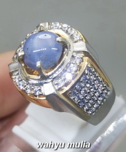 Batu Cincin Blue Safir Star Ceylon Asli natural bersertifikat selon srilangka_2