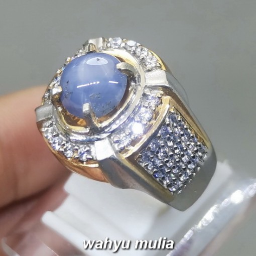 Batu Cincin Blue Safir Star Ceylon Asli natural bersertifikat selon srilangka_2