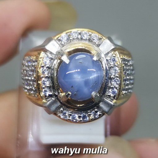 Batu Cincin Blue Safir Star Ceylon Asli natural bersertifikat selon srilangka_3
