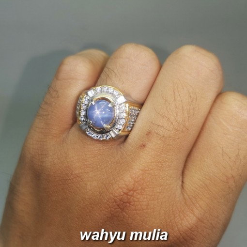 Batu Cincin Blue Safir Star Ceylon Asli natural bersertifikat selon srilangka_5