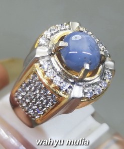 Batu Cincin Blue Safir Star Ceylon Asli natural bersertifikat selon srilangka_6