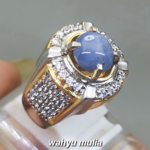 Batu Cincin Blue Safir Star Ceylon Asli natural bersertifikat selon srilangka_6