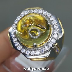 Cincin Batu Kinyang Kecubung Kuning  emas  Citrine Asli 