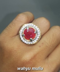 Cincin Batu Merah Ruby Bulat Cutting Asli bersertifikat mozambik madagaskar afrika tanzania cewek cowok original_1