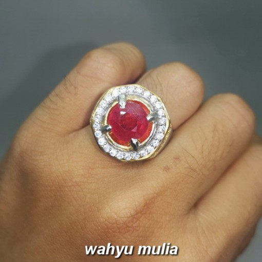 Cincin Batu Merah Ruby Bulat Cutting Asli bersertifikat mozambik madagaskar afrika tanzania cewek cowok original_1