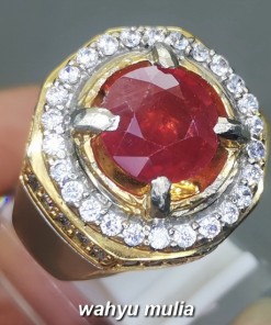 Cincin Batu Merah Ruby Bulat Cutting Asli bersertifikat mozambik madagaskar afrika tanzania cewek cowok original_2