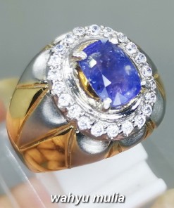 Cincin Batu Natural Blue Safir Srilangka Asli natural original bersertifikat bagus pria wanita berkhasiat_2