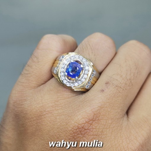 Cincin Batu Natural Blue Safir Srilangka kotak Asli bersertifikat memo ciri harga manfaat bagus_4