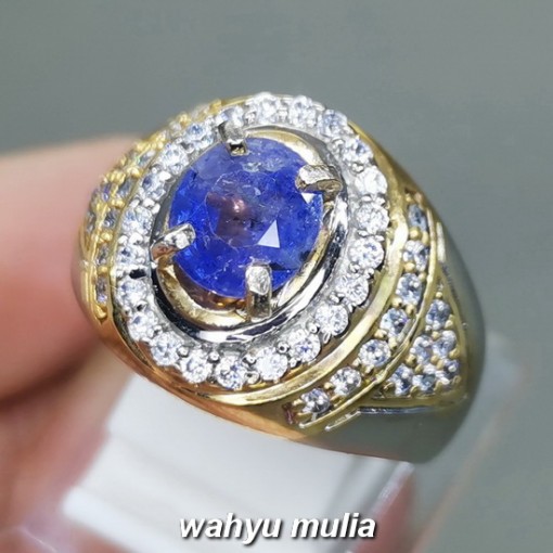 Cincin Batu Permata Blue Safir Ceylon Srilangka Asli natural bersertifikat memo ciri kegunaan berkhodam kalimantan cewek cowok_1