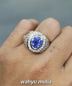 Cincin Batu Permata Blue Safir Ceylon Srilangka Asli natural bersertifikat memo ciri kegunaan berkhodam kalimantan cewek cowok_4