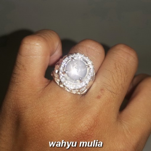 Cincin Batu White Safir Star Putih Selon Asli bersertifikat srilangka khasiat ciri kegunaan_4