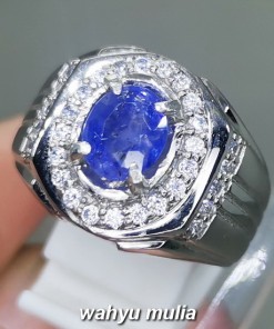 foto Cincin Batu Akik Blue Safir Srilangka Ceylon Asli natural bersertifikat harga khasiat asal_1