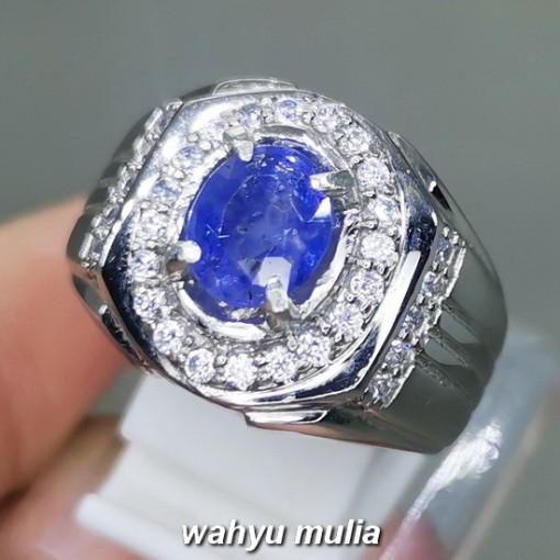 foto Cincin Batu Akik Blue Safir Srilangka Ceylon Asli natural bersertifikat harga khasiat asal_1