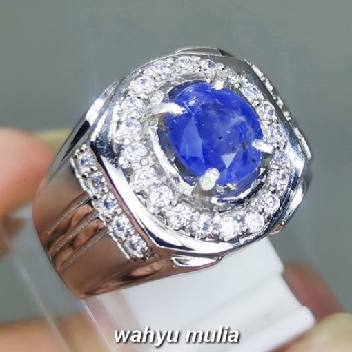 foto Cincin Batu Akik Blue Safir Srilangka Ceylon Asli natural bersertifikat harga khasiat asal_2