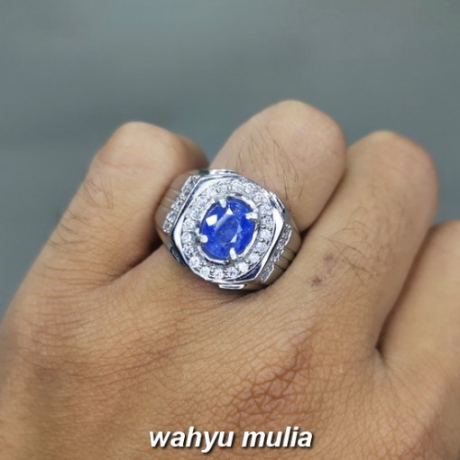 foto Cincin Batu Akik Blue Safir Srilangka Ceylon Asli natural bersertifikat harga khasiat asal_4