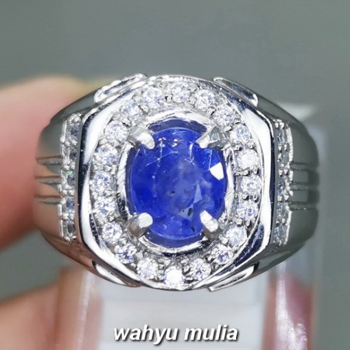 foto Cincin Batu Akik Blue Safir Srilangka Ceylon Asli natural bersertifikat harga khasiat asal_5