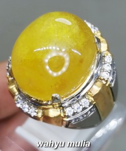 natural Batu cincin Akik Yakut Safir Kuning Big Size Bagus Asli berkhodam