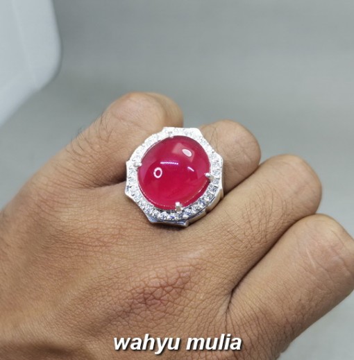 Batu Cincin Merah Delima Ruby berkualitas Asli kantoran besar