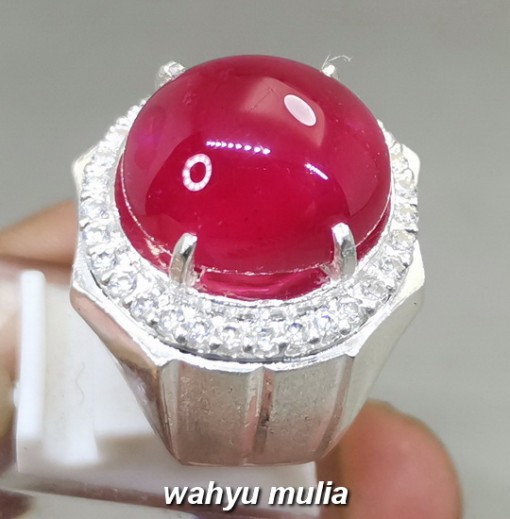 Batu Cincin Merah Delima Ruby berkualitas Asli ring perak