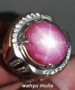Batu Cincin Ruby Star Pink Besar Asli bersertifikat