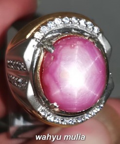 Batu Cincin Ruby Star Pink Besar Asli original bagus berkualitas