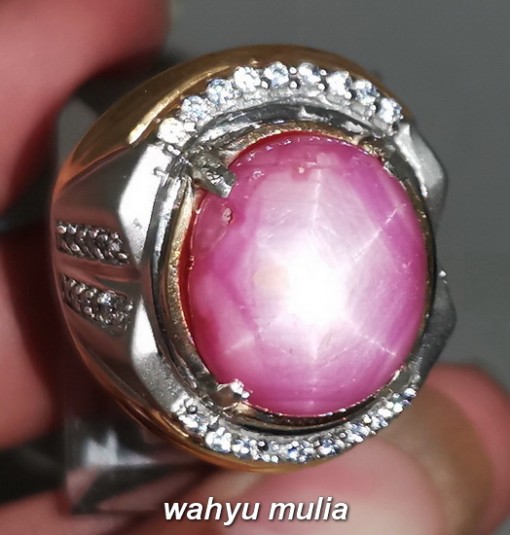 Batu Cincin Ruby Star Pink Besar Asli original bagus berkualitas