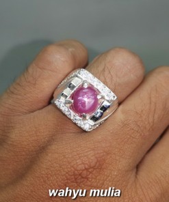 Batu Cincin Star Ruby Birma Bersertifikat Asli pria wanita berkhasiat harga murah
