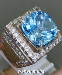 Batu Cincin Topaz Blue Swiss Octagon Ring Perak kalimantan garut harga murah