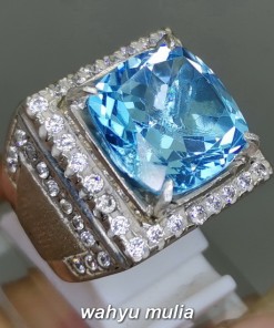 Batu Cincin Topaz Blue Swiss Octagon Ring Perak original bermemo