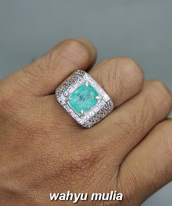 Batu Cincin Zamrud Kolombia Asli Bersertifikat natural emerald green