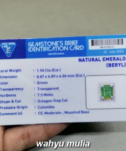 Batu Cincin Zamrud Kolombia Emerald Beryl bersertifikat memo acc gri gemslab