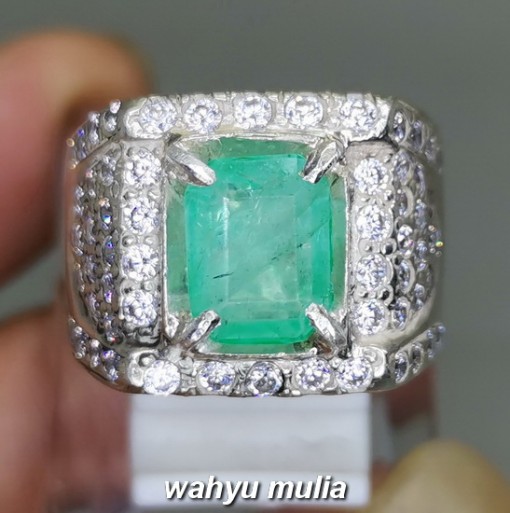 Batu Cincin Zamrud Kolombia Emerald Beryl bersertifikat ring perak bagus