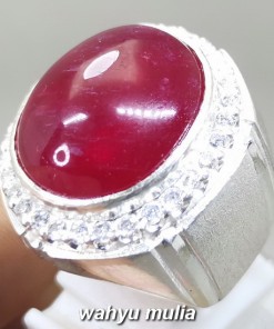 Batu Merah Delima Ruby Besar bagus ring perak Asli bersertifikat memo lab