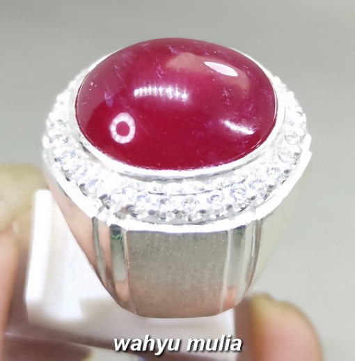 Batu Merah Delima Ruby Besar bagus ring perak Asli original bagus