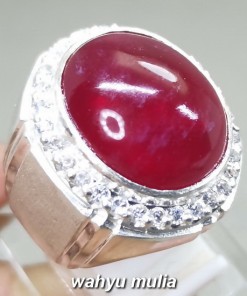 Batu Merah Delima Ruby Besar bagus ring perak Asli pigeon blood