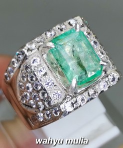 Batu Permata Hijau Zamrud Emerald Colombia Bersertifikat asli ring perak silver