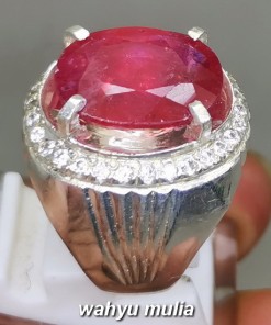 Batu Permata Merah Ruby Ring Perak Asli cincin model cewek wanita