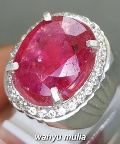 Batu Permata Merah Ruby Ring Perak Asli cincin model pria cewek