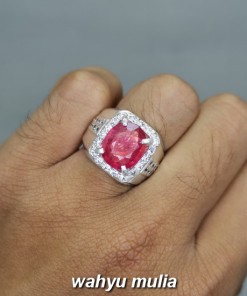 Batu Ruby Natural Merah Cutting Asli Ring Perak berkhodam berkhasiat
