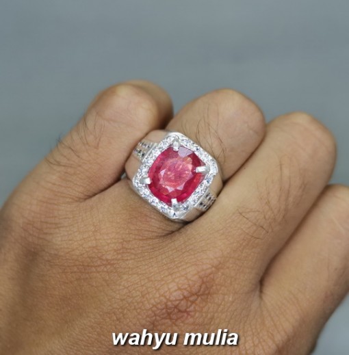 Batu Ruby Natural Merah Cutting Asli Ring Perak berkhodam berkhasiat