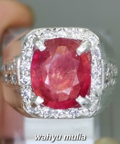 Batu Ruby Natural Merah Cutting Asli Ring Perak original bersertifikat