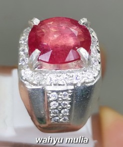 Batu Ruby Natural Merah Cutting Asli Ring Perak wanita cewek