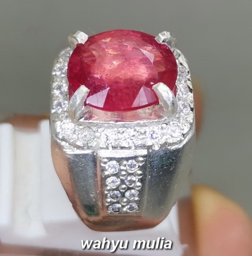Batu Ruby Natural Merah Cutting Asli Ring Perak wanita cewek