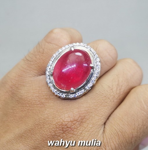 Batu cincin Merah Delima Ruby Size Kantoran Asli bermemo