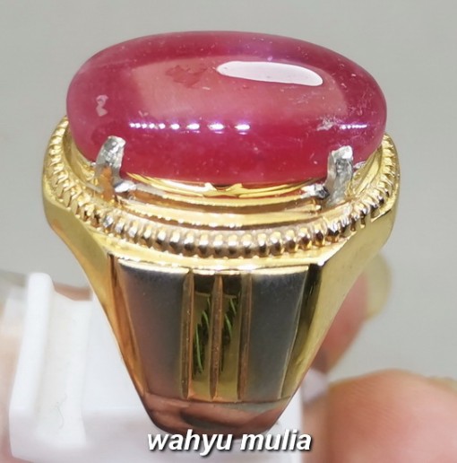 Batu cincin Merah Ruby Delima Lonjong Pandan Asli original