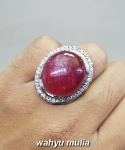 Batu cincin Rubi Merah Delima Nggajih Big Size Asli wanita cewek
