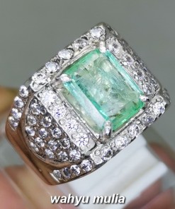 Cincin Batu Natural Emerald Beryl Zamrud Kolombia Ring Perak asli bertuah hijau